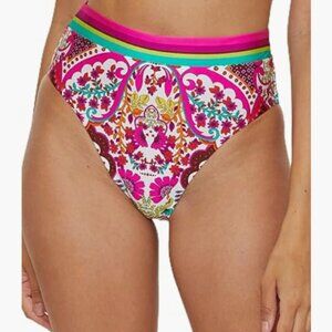 Trina Turk Women's High Waisted Bikini Bottom Swimsuit Floral Print Size 4 8652